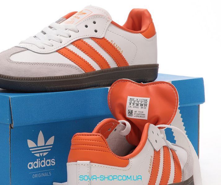 Жіночі кросівки Adidas Samba WHITE / ORANGE фото