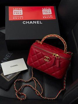 Жіноча сумка Chanel Classic Red Lambskin Pearl Crush Vanity Bag Premium фото