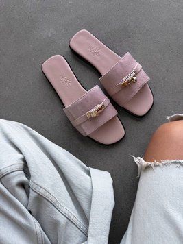 Жіночі шльопанці Hermes Giulia Light Pink Premium фото