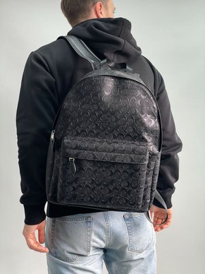 Мужской рюкзак Coach Charter Backpack in Signature Leather Black Premium фото