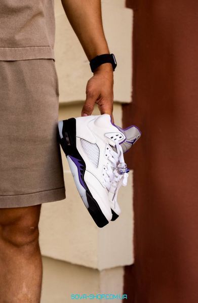 Мужские кроссовки Nike Air Jordan Retro 5 White Violet фото