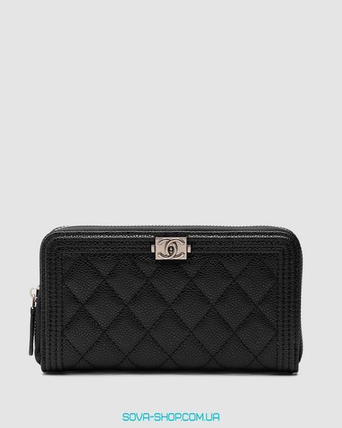 Кошелёк Chanel Wallet Boy Black/Silver Premium фото