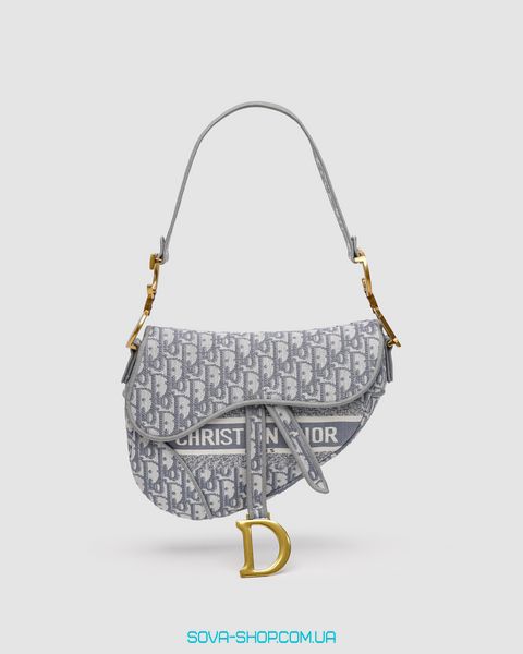 Жіноча сумка Christian Dior Saddle Bag with Strap Grey Dior Oblique Jacquard Premium фото