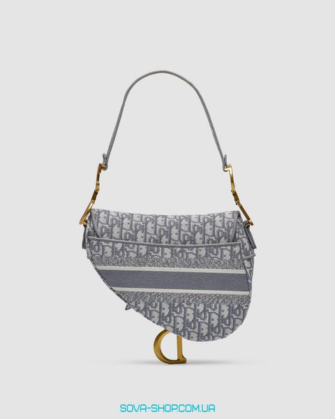 Жіноча сумка Christian Dior Saddle Bag with Strap Grey Dior Oblique Jacquard Premium фото