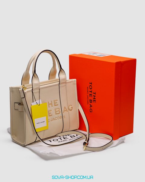 Жіноча сумка Marc Jacobs The Leather Small Tote Bag Beige Premium фото