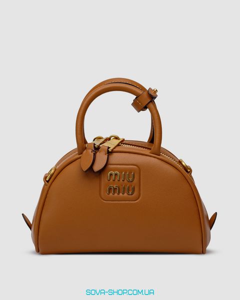 Женская сумка Miu Miu Leather Top Handle Bag Brown Premium фото