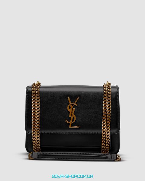 Женская сумка Yves Saint Laurent Medium Sunset in Smooth Leather Black/Gold Premium фото