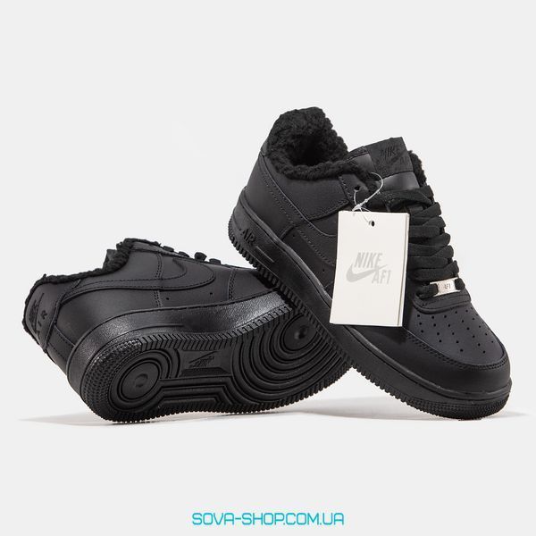 Чоловічі зимові кросівки Nike Air Force 1 '07 Black Хутро фото