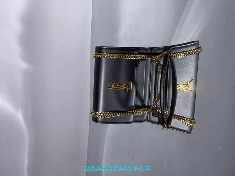 Женская сумка Yves Saint Laurent Medium Sunset in Smooth Leather Black/Gold Premium фото