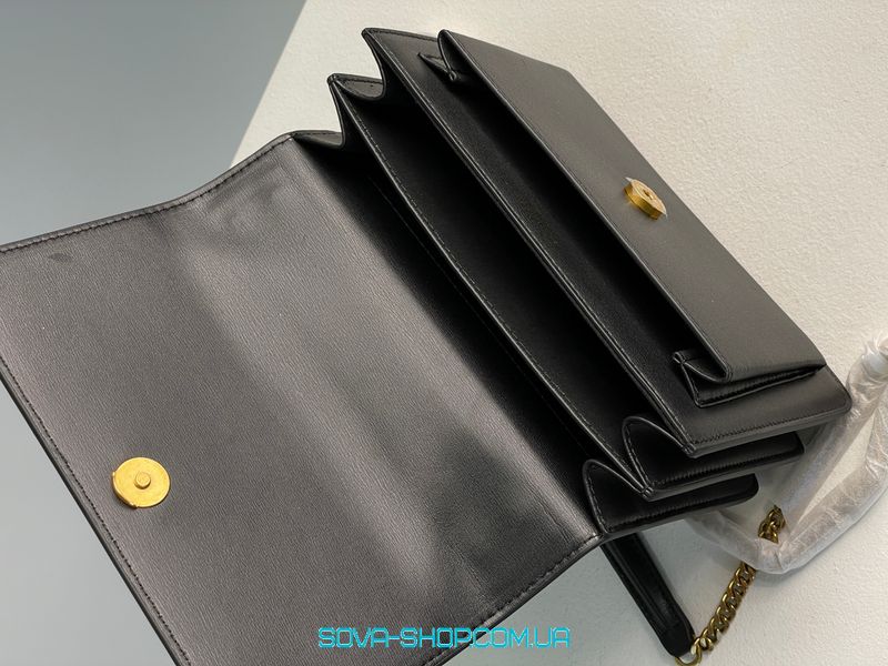 Женская сумка Yves Saint Laurent Medium Sunset in Smooth Leather Black/Gold Premium фото