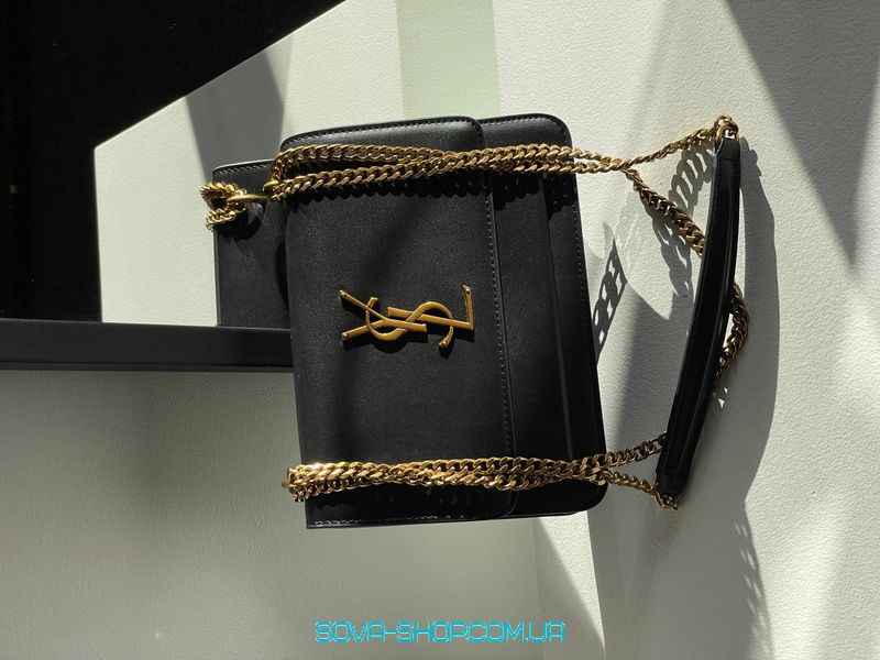 Женская сумка Yves Saint Laurent Medium Sunset in Smooth Leather Black/Gold Premium фото