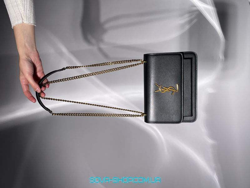 Жіноча сумка Yves Saint Laurent Medium Sunset in Smooth Leather Black/Gold Premium фото