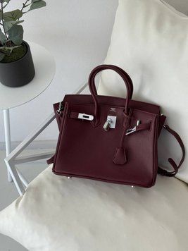 Жіноча сумка Hermes Birkin 30 Burgundy Silver Premium фото