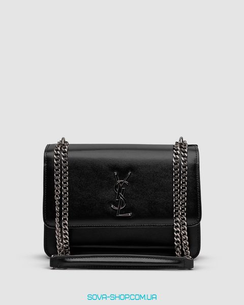 Жіноча сумка Yves Saint Laurent Medium Sunset in Smooth Leather Black/Silver Premium фото