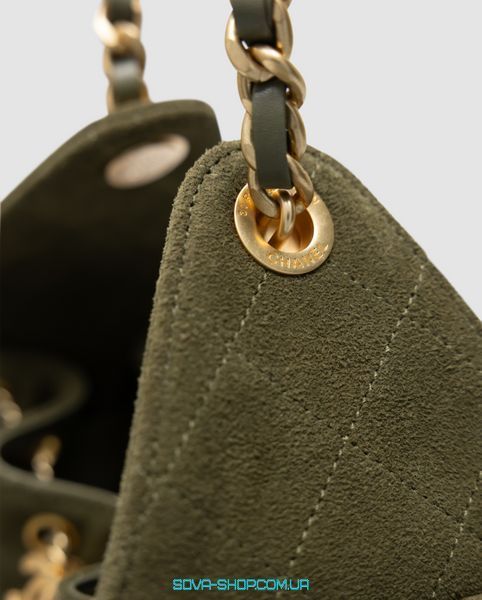 Жіноча сумка Chanel 25 Small Handbag Suede Green Premium фото