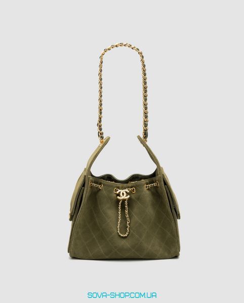 Жіноча сумка Chanel 25 Small Handbag Suede Green Premium фото