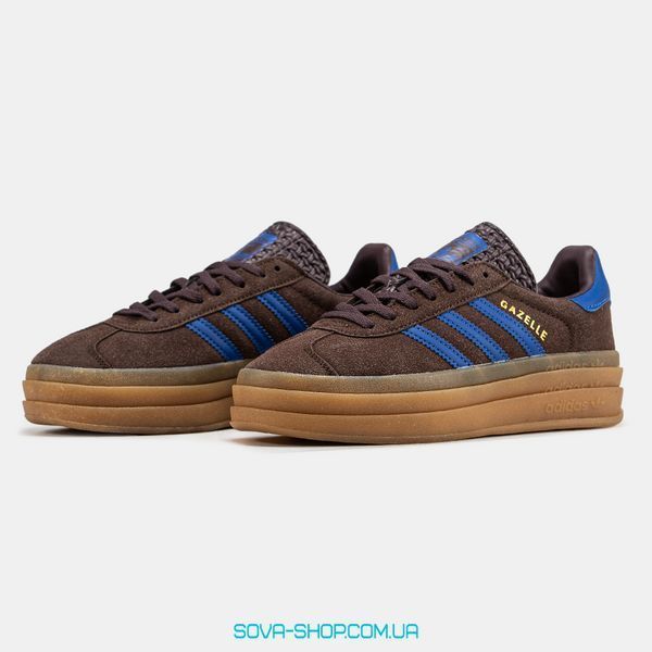 Женские кроссовки Adidas Gazelle Bold Shoes Brown Blue фото