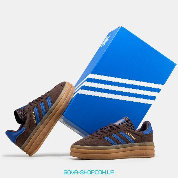 Женские кроссовки Adidas Gazelle Bold Shoes Brown Blue фото