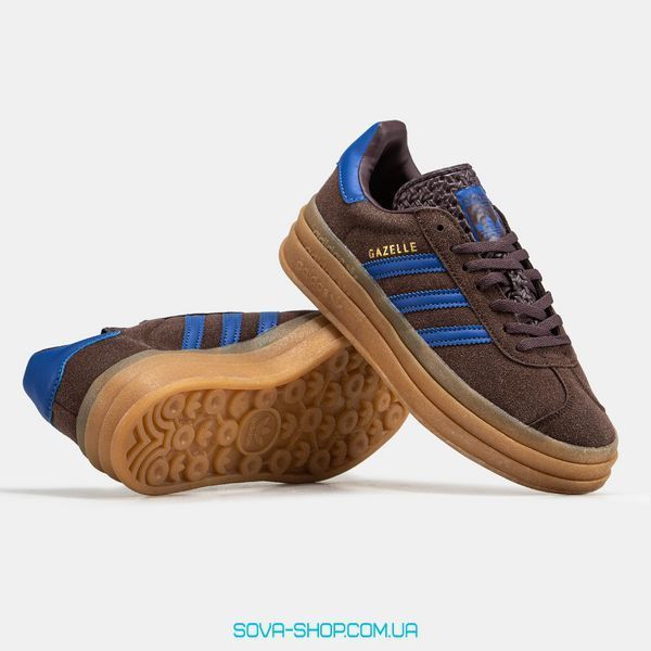 Женские кроссовки Adidas Gazelle Bold Shoes Brown Blue фото