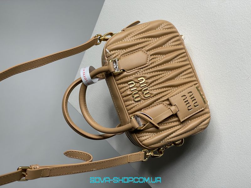 Жіноча сумка Miu Miu Arcadie Matelassé Nappa Leather Bag Beige Premium фото