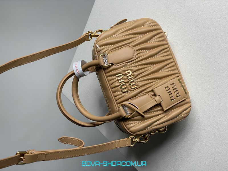 Женская сумка Miu Miu Arcadie Matelassé Nappa Leather Bag Beige Premium фото