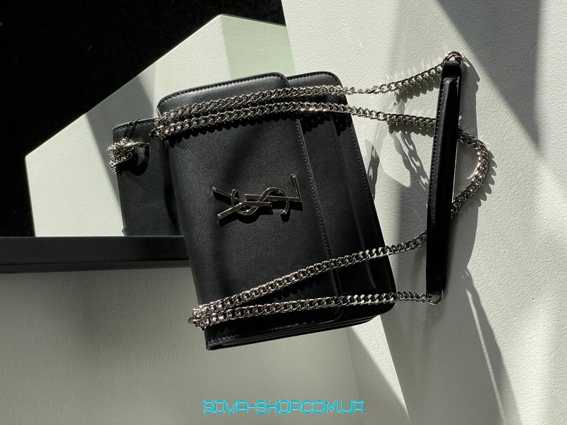 Жіноча сумка Yves Saint Laurent Medium Sunset in Smooth Leather Black/Silver Premium фото