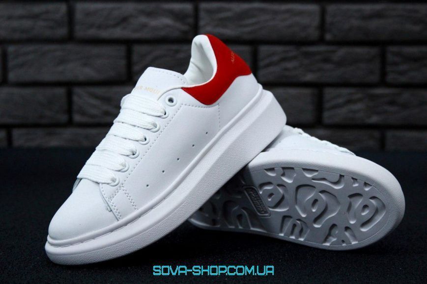 Жіночі кросівки Oversized Sneakers White & Red Alexander McQueen фото