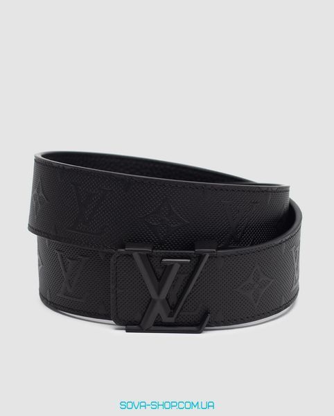 Ремень Louis Vuitton Leather Belt 40 mm Embossing Black/Black Premium фото