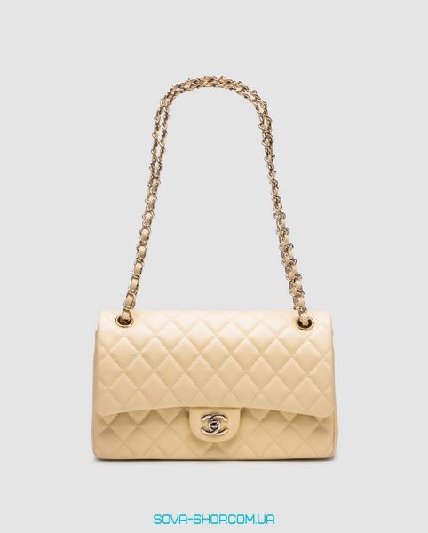 Женская сумка Chanel Classic 2.55 Medium Double Flap in Light Yellow Premium фото