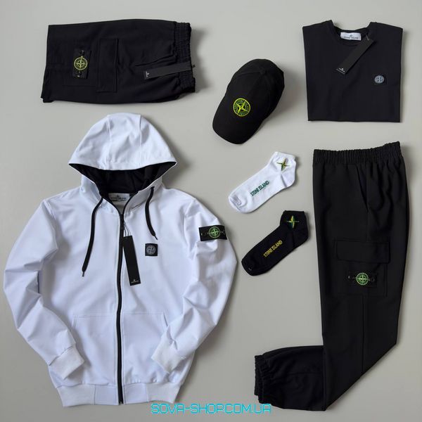 Мужской и женский костюм Stone Island: zip худи-штаны-шорты-футболка-кепка (2 пары носков в подарок) Stone Island фото