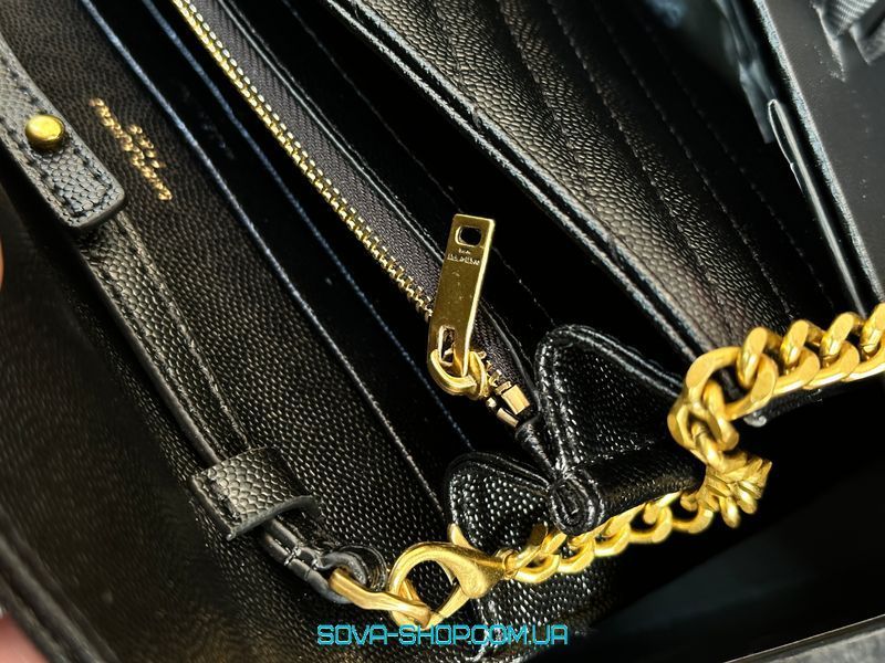 Жіноча сумка YSL Cassandre Matelasse Chain Wallet In Grain De Poudre Embosse Premium фото