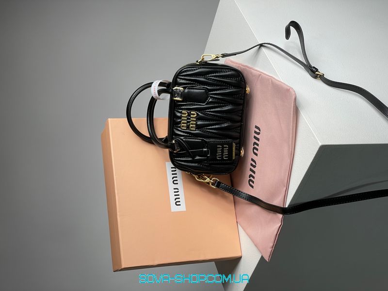 Жіноча сумка Miu Miu Arcadie Matelassé Nappa Leather Bag Black Premium фото