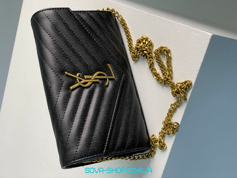 Женская сумка YSL Cassandre Matelasse Chain Wallet In Grain De Poudre Embosse Premium фото