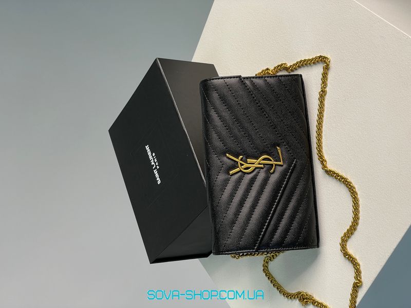Жіноча сумка YSL Cassandre Matelasse Chain Wallet In Grain De Poudre Embosse Premium фото