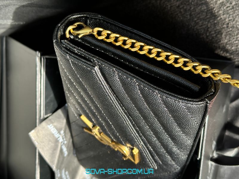 Жіноча сумка YSL Cassandre Matelasse Chain Wallet In Grain De Poudre Embosse Premium фото