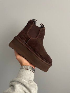 Жіночі зимові ботинки UGG Neumel Chelsea Platform Chocolate PREMIUM фото