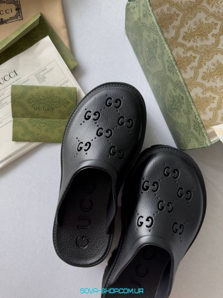 Жіночі шльопанці Gucci Platform Slides Black Premium фото