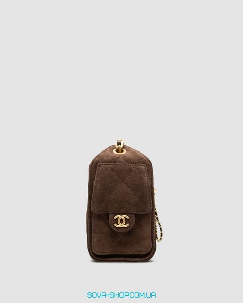 Жіноча сумка Chanel 25 Mini Handbag Suede Dark Brown Premium фото