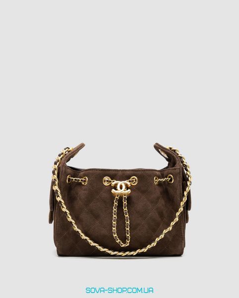Жіноча сумка Chanel 25 Mini Handbag Suede Dark Brown Premium фото