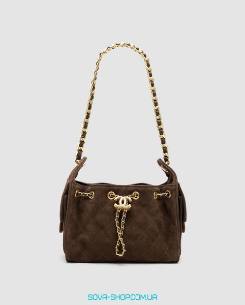 Жіноча сумка Chanel 25 Mini Handbag Suede Dark Brown Premium фото