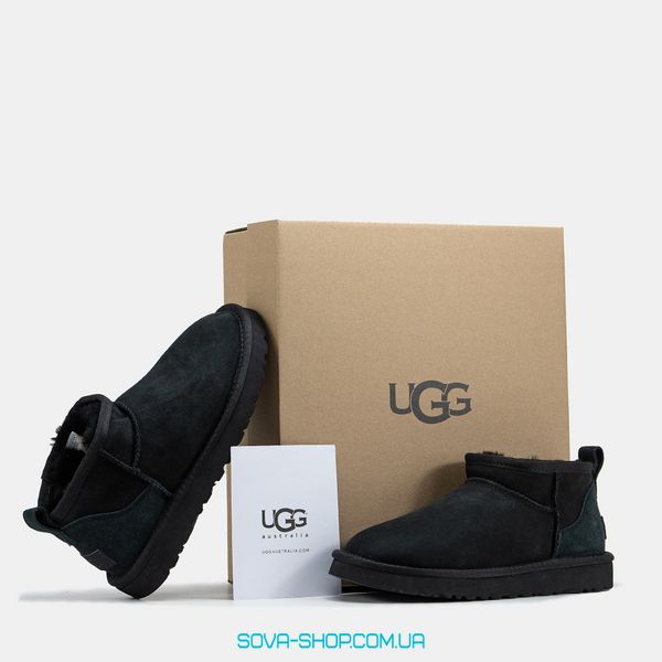 Женские и мужские зимние ботинки UGG Ultra Mini Black Premium фото