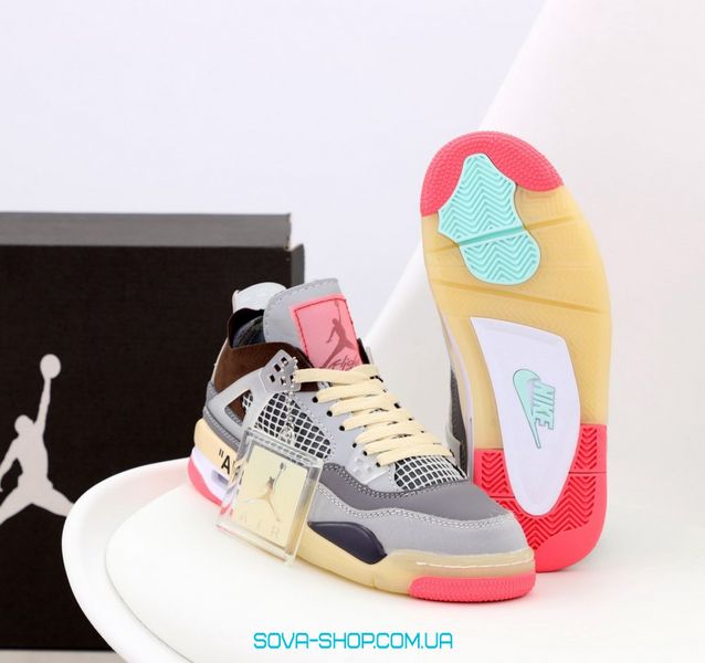 Жіночі баскетбольні кросівки Air Jordan 4 Retro Nike OFF white Retro Grey/Pink фото