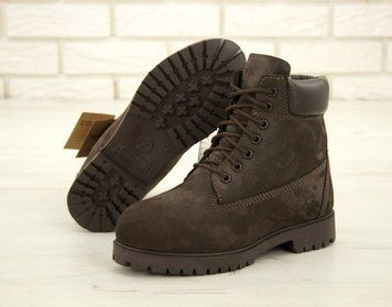 Зимові жіночі ботинки (Натуральне хутро) Timberland CLASSIC PREMIUM NUBUCK WATERPROOF ALL BROWN фото