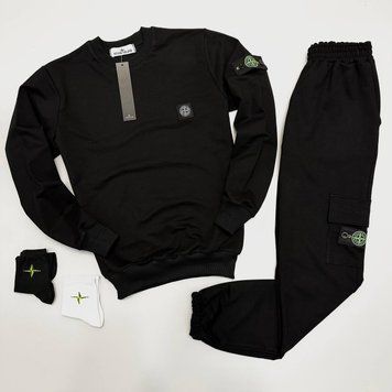 Чоловічий костюм Stone Island: світшот-штани (2 пари носків у подарунок) Stone Island чорний фото
