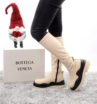 Зимние женские ботинки с мехом Bottega Veneta High Beige 13048 фото