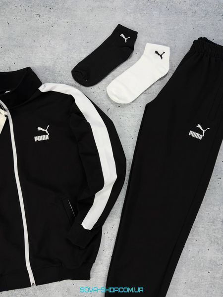 Чоловічий та жіночий костюм ЗИМОВИЙ Puma Black White: zip кофта-штани (2 пари носків у подарунок) Puma фото