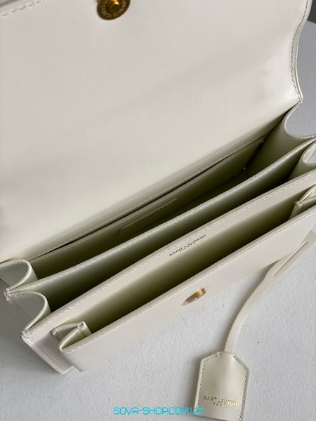 Жіноча сумка Yves Saint Laurent Medium Sunset in Smooth Leather Cream/Gold Premium фото