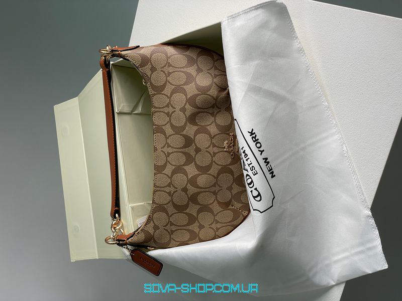 Женская сумка Coach Payton Hobo In Signature Canvas in Beige Premium фото