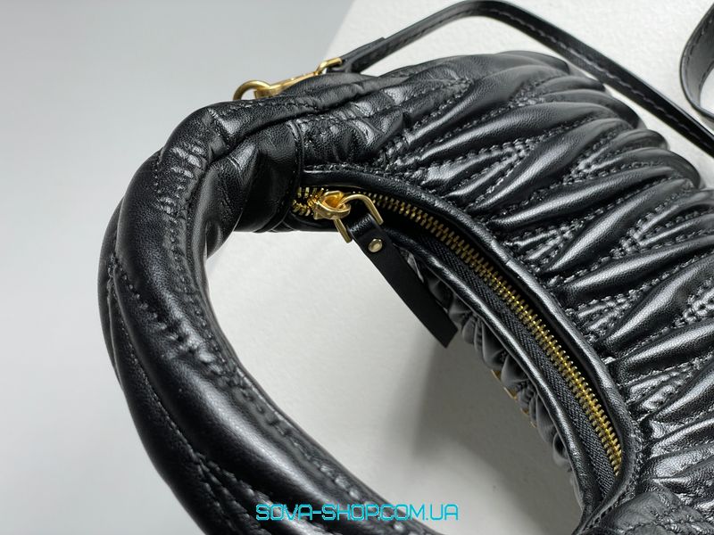 Женская сумка Miu Miu Wander Matelassé Nappa Leather Mini Hobo Bag Black Premium фото