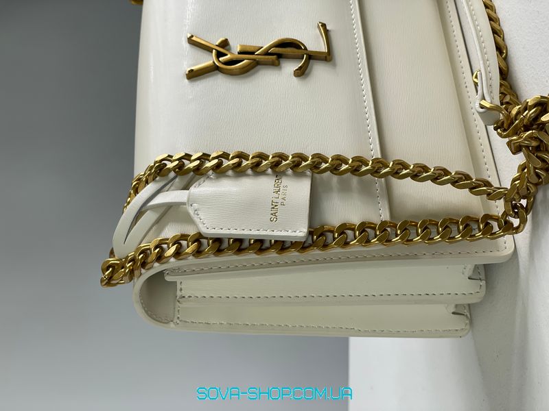 Жіноча сумка Yves Saint Laurent Medium Sunset in Smooth Leather Cream/Gold Premium фото